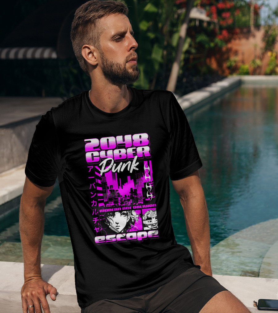2048 Cyber Punk Escape Modern Age Oblivion Japanese Anime Urban Culture T-Shirt