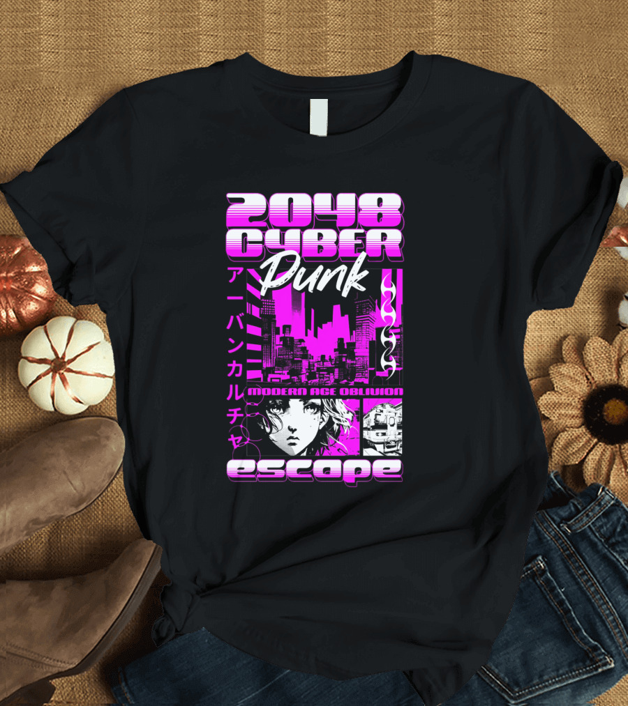 2048 Cyber Punk Escape Modern Age Oblivion Japanese Anime Urban Culture T-Shirt