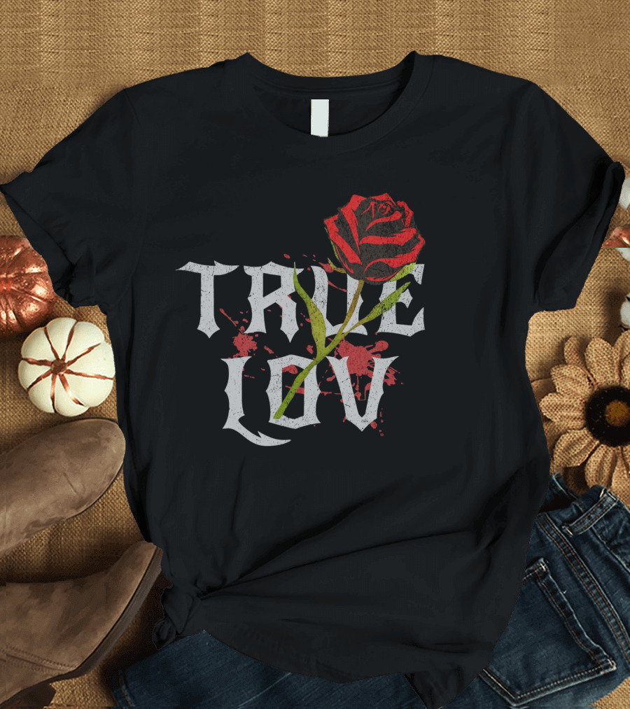 True Love Gothic Rose with Red Splatter T-Shirt