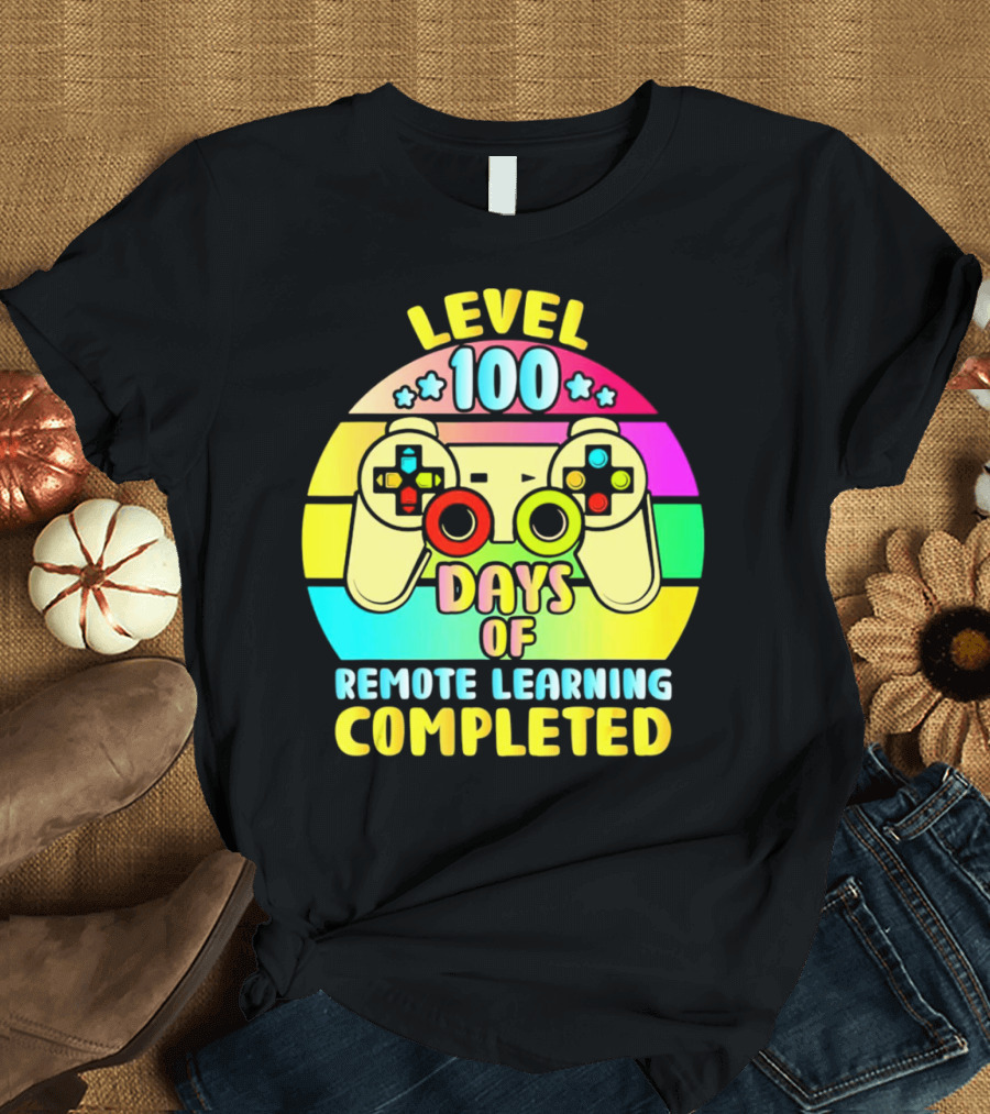 Level 100 Days of Remote Learning Completed Vintage Controller T-Shirt