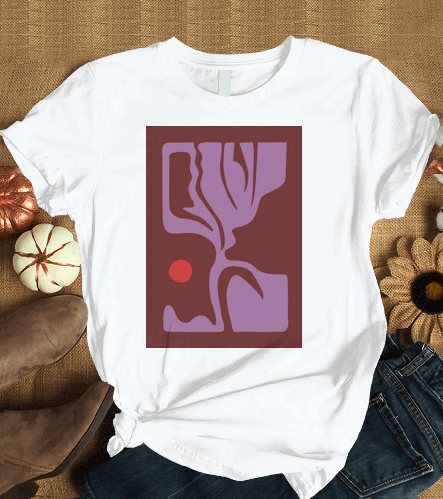 wabi sabi abstract red circle purple shapes T-Shirt