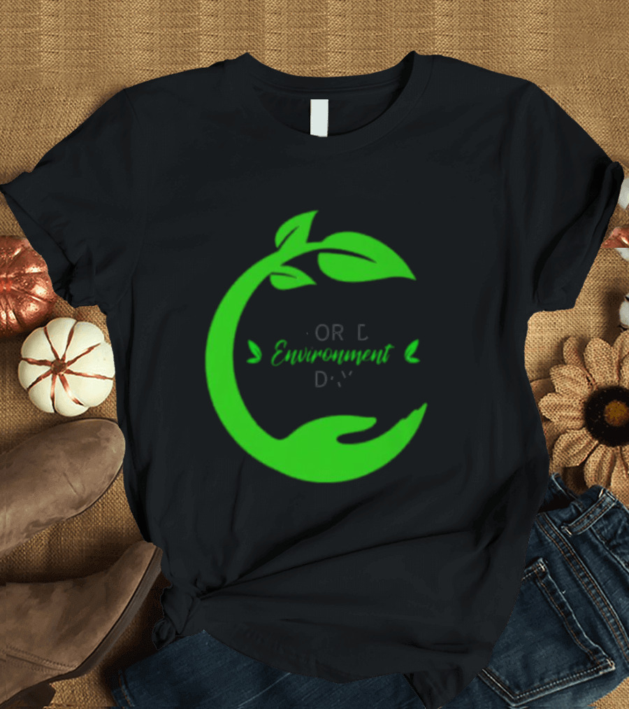 World Environment Day Green Leaf Circle Earth Protection T-Shirt