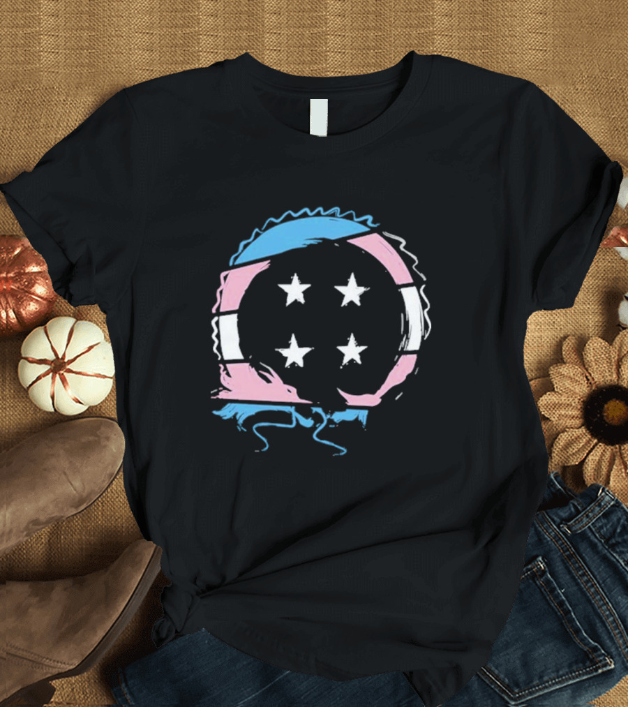 Team Four Star Trans Pride Flag Circle with Stars T-Shirt