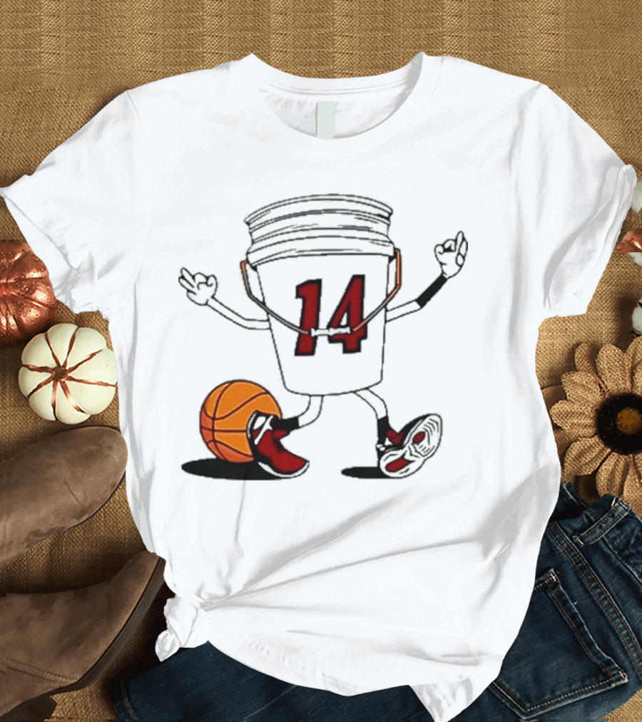 Basketball Bucket Character with Number 14 and Shoes T-Shirt