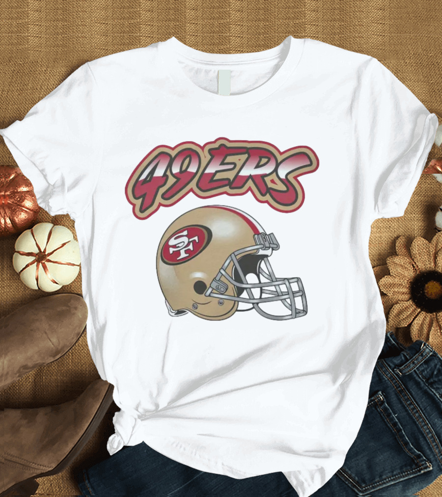 49ers SF Gold Helmet Red Outline Toddler Grey Huddle Up T-Shirt