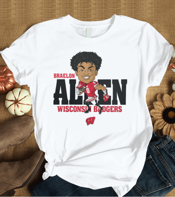 T-Shirt: Braelon Allen Wisconsin Badgers Red Uniform T-Shirt Braelon Allen Wisconsin Badgers Red Uniform T-Shirt