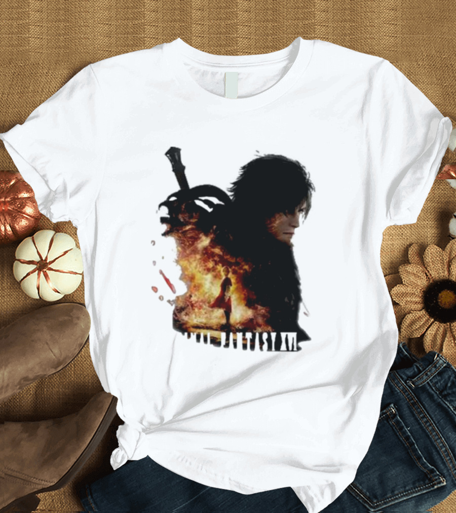 Gamestop Final Fantasy XVI Character Silhouettes and Flames T-Shirt