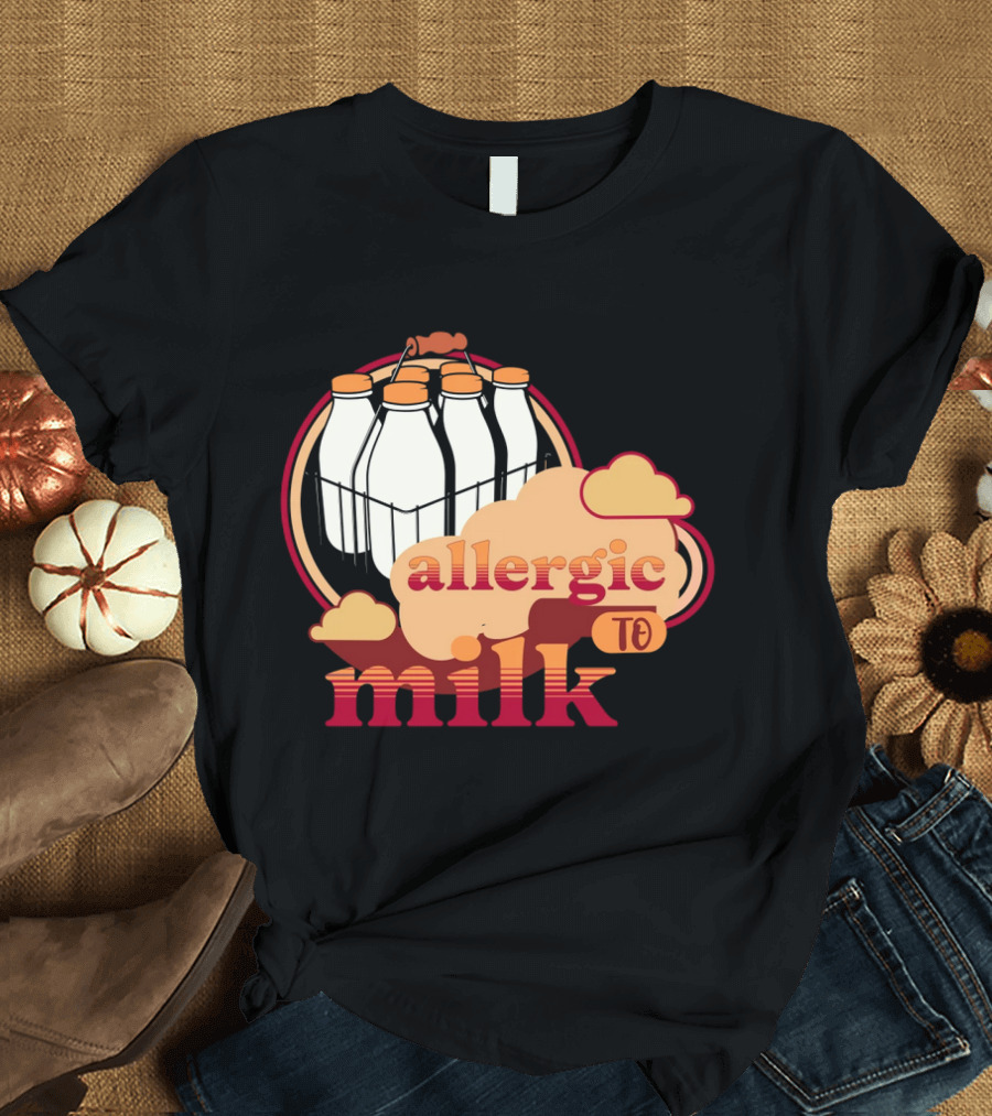 Allergic to Milk with Milk Bottles in T-Shirt
