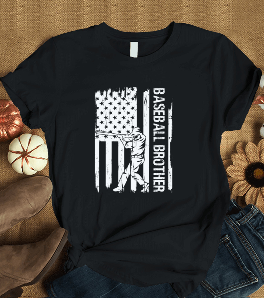 BASEBALL BROTHER USA FLAG CATCHER FATHER'S DAY T-Shirt