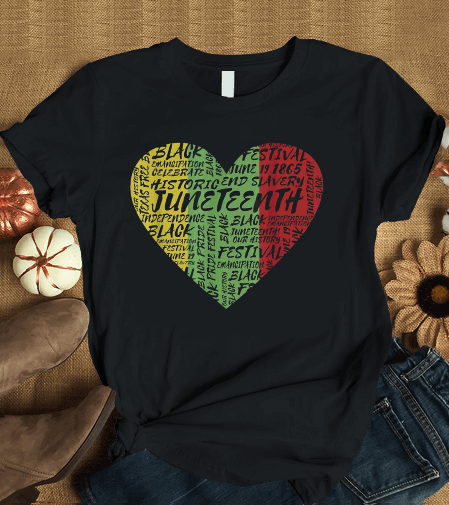 Juneteenth Heart Black Pride Emancipation Celebrate Independence 1865 Festival T-Shirt