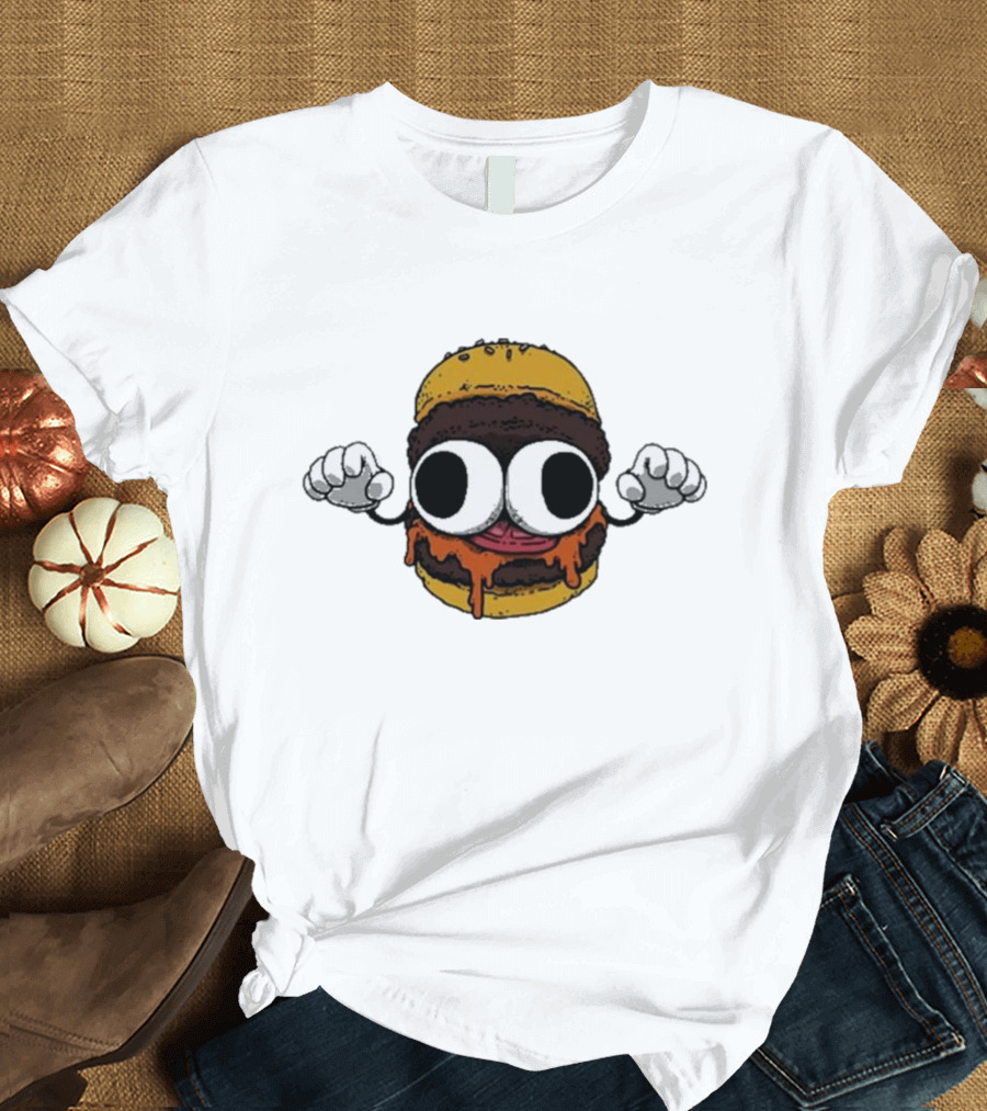 Devolver Digital Burgermon Dripping Cheese Cartoon Character T-Shirt