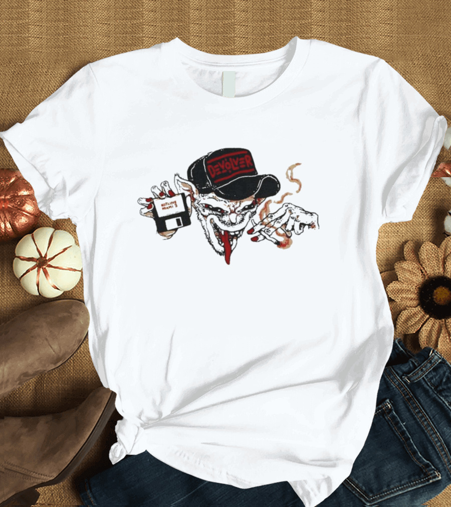 Devolver Goblin Smoking with Floppy Disk in Hand T-Shirt