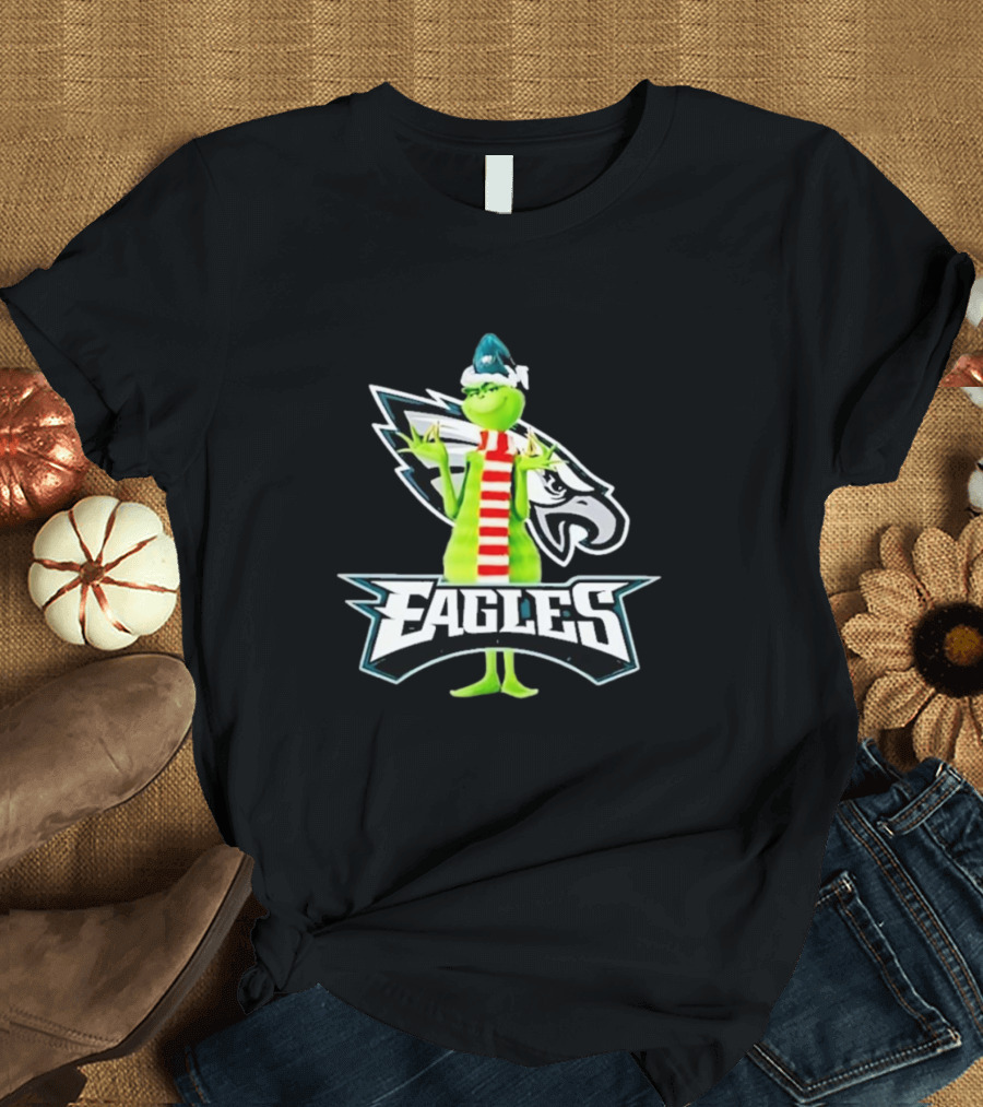 Grinch Philadelphia Eagles NFL Team Logo Combination T-Shirt
