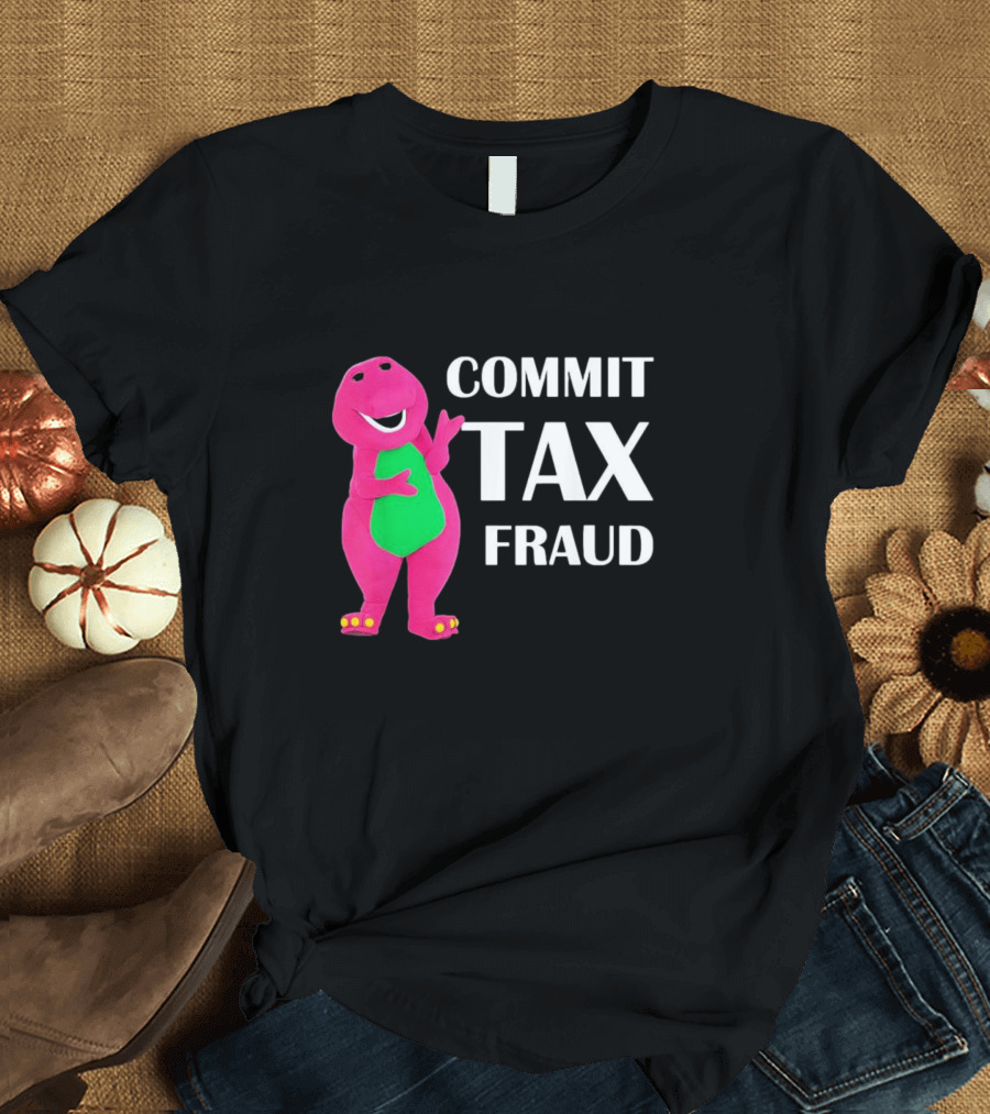 New Limited Commit Tax Fraud Dinosaur T-Shirt