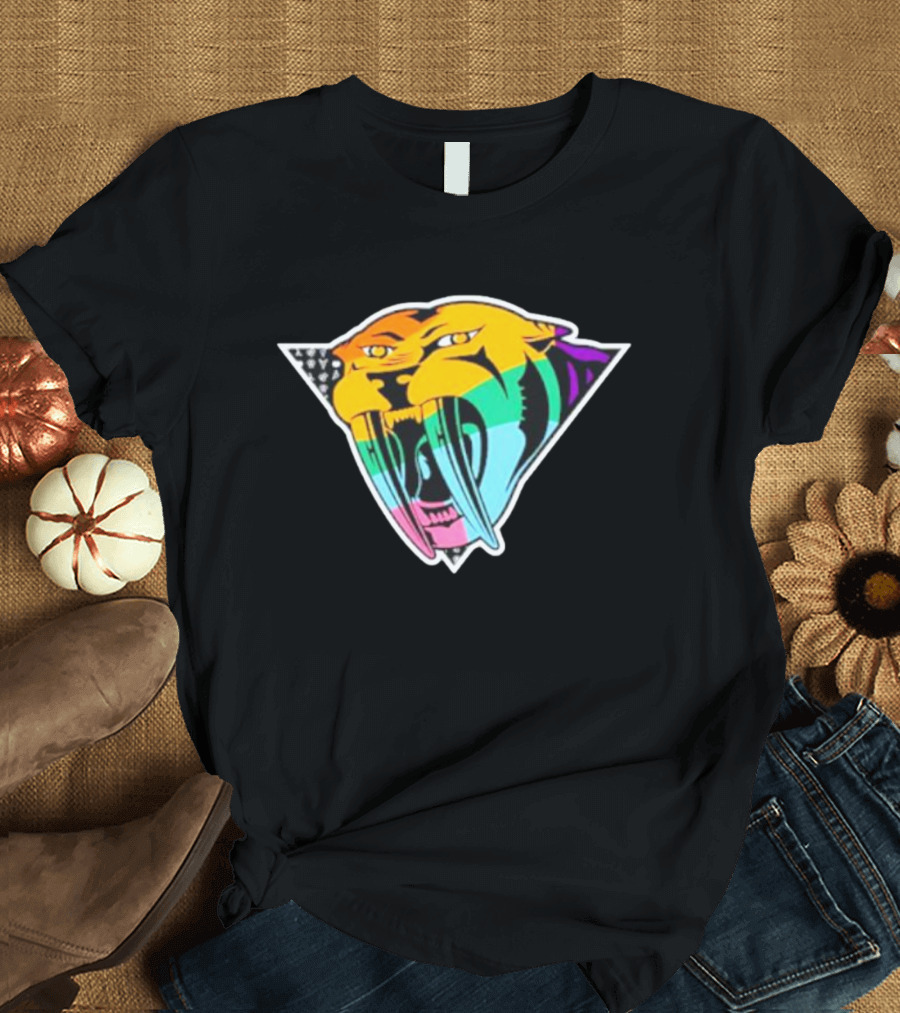 Landon Matney Nashville Predators Pride Rainbow Tiger T-Shirt