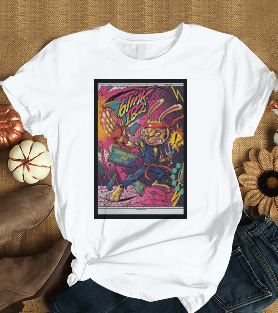 Blink-182 World Tour Edmonton Ninja Rabbit Comic Style Explosion T-Shirt