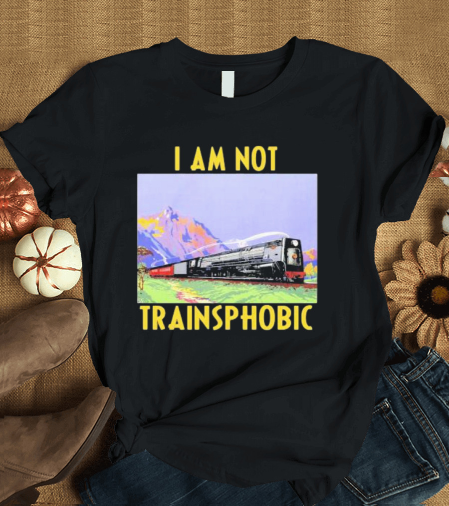 I Am Not Train Slogan with Scenic Mountain View T-Shirt