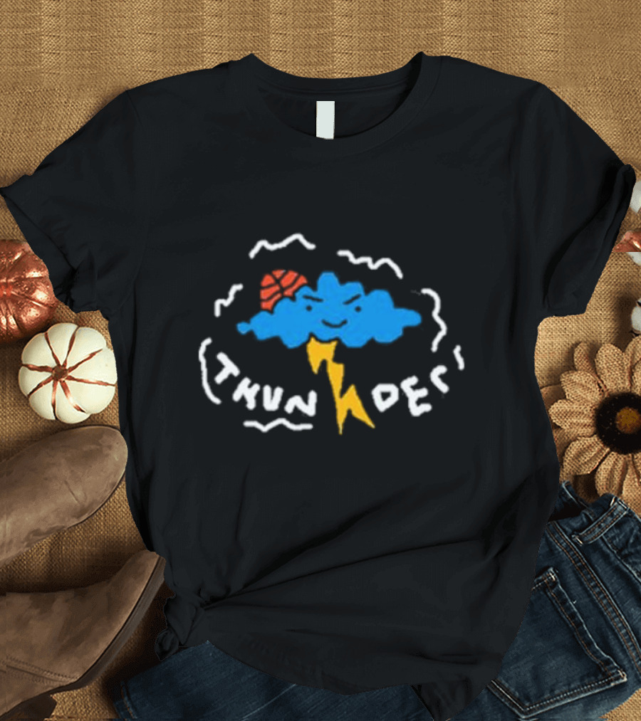 NBA Thunder Cloud Basketball Lightning Logo Redesign T-Shirt