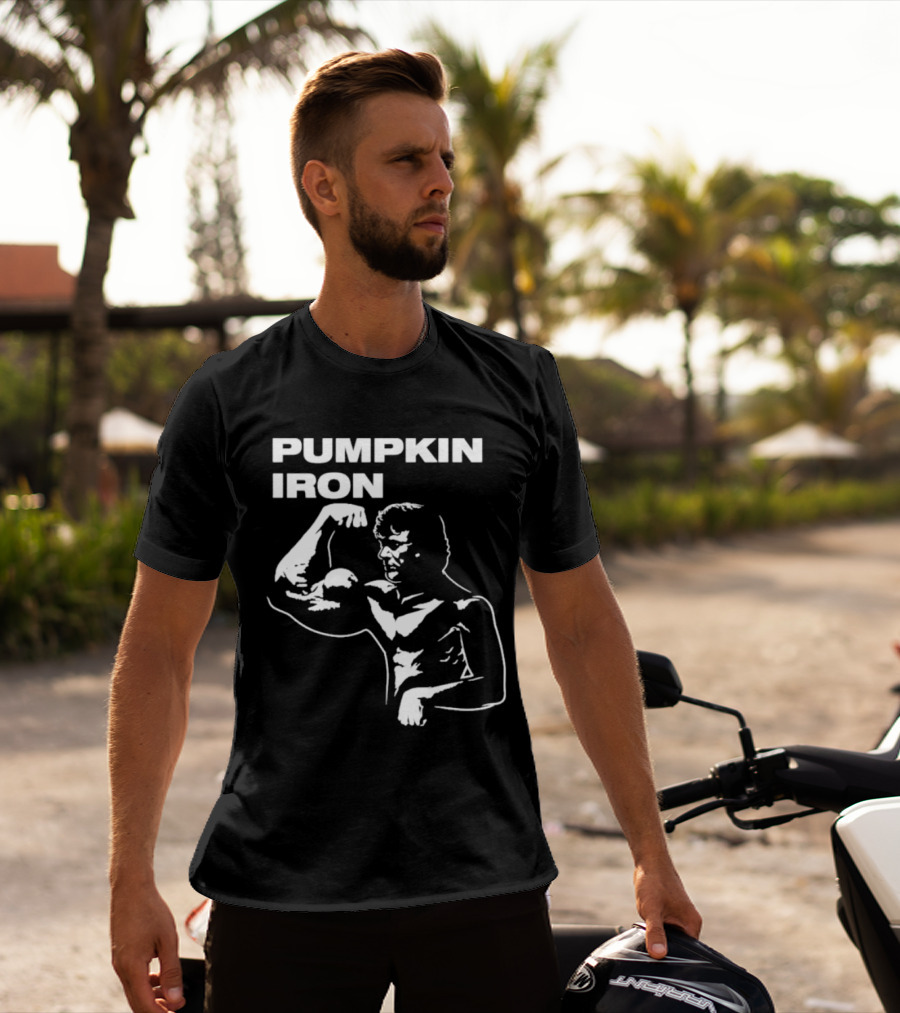 Pumpkin Iron Bodybuilder Flexing Muscles T-Shirt