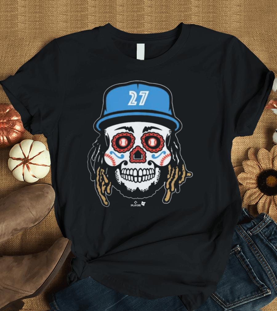 Toronto Blue Jays #27 Vladimir Guerrero Jr Sugar Skull MLBPA T-Shirt