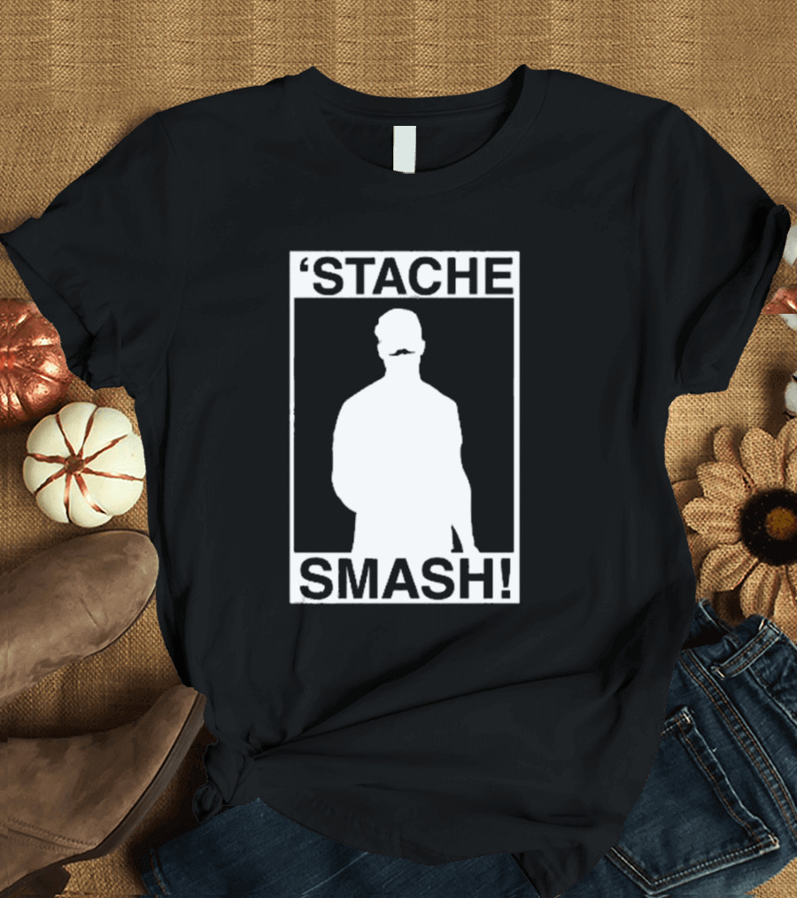 'Stache Smash Silhouette Mustache Bold Contrast T-Shirt