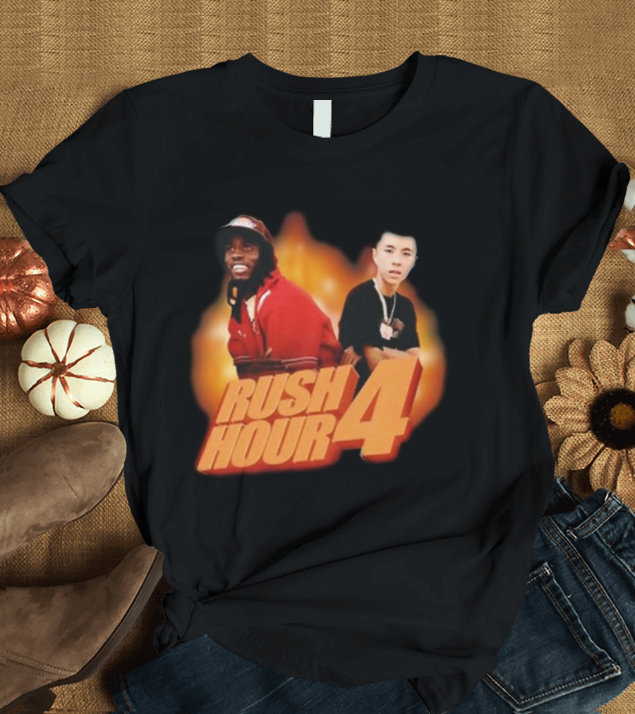 Rush Hour 4 Comedy Duo Flame Background T-Shirt