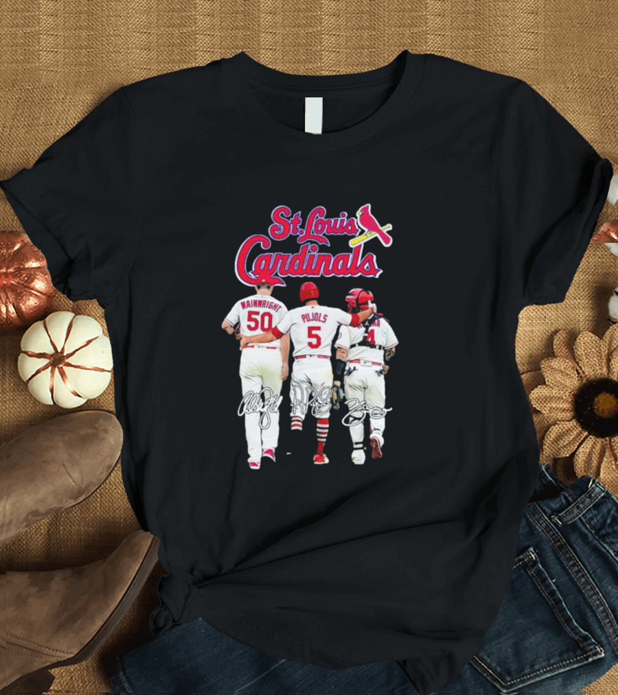 st louis cardinals wainwright pujols molina signatures T-Shirt