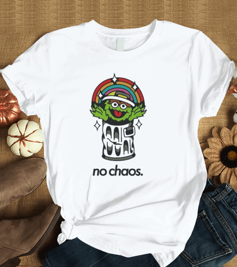 No Chaos Grouchy Rainbow Trash Can T-Shirt