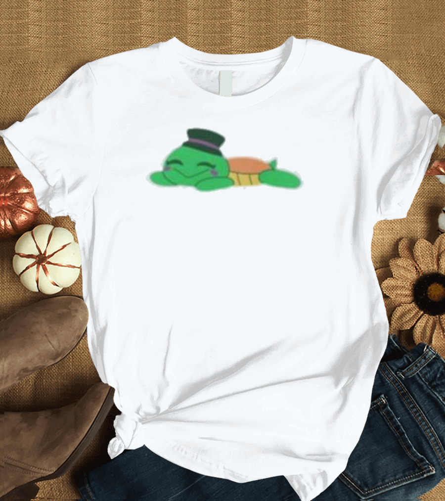 Mr Springs Sleepy Turtle Cute Cartoon Top Hat T-Shirt