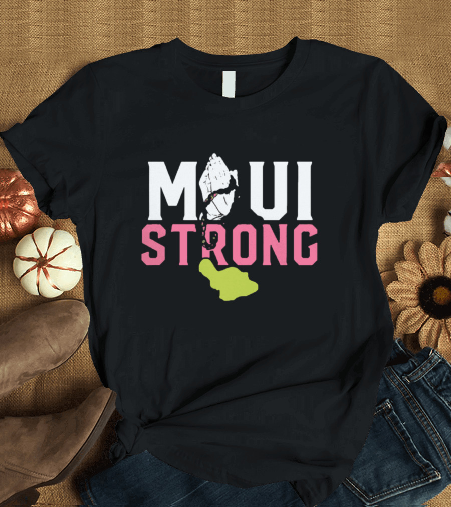 Maui Strong Praying Hands Island Shape T-Shirt