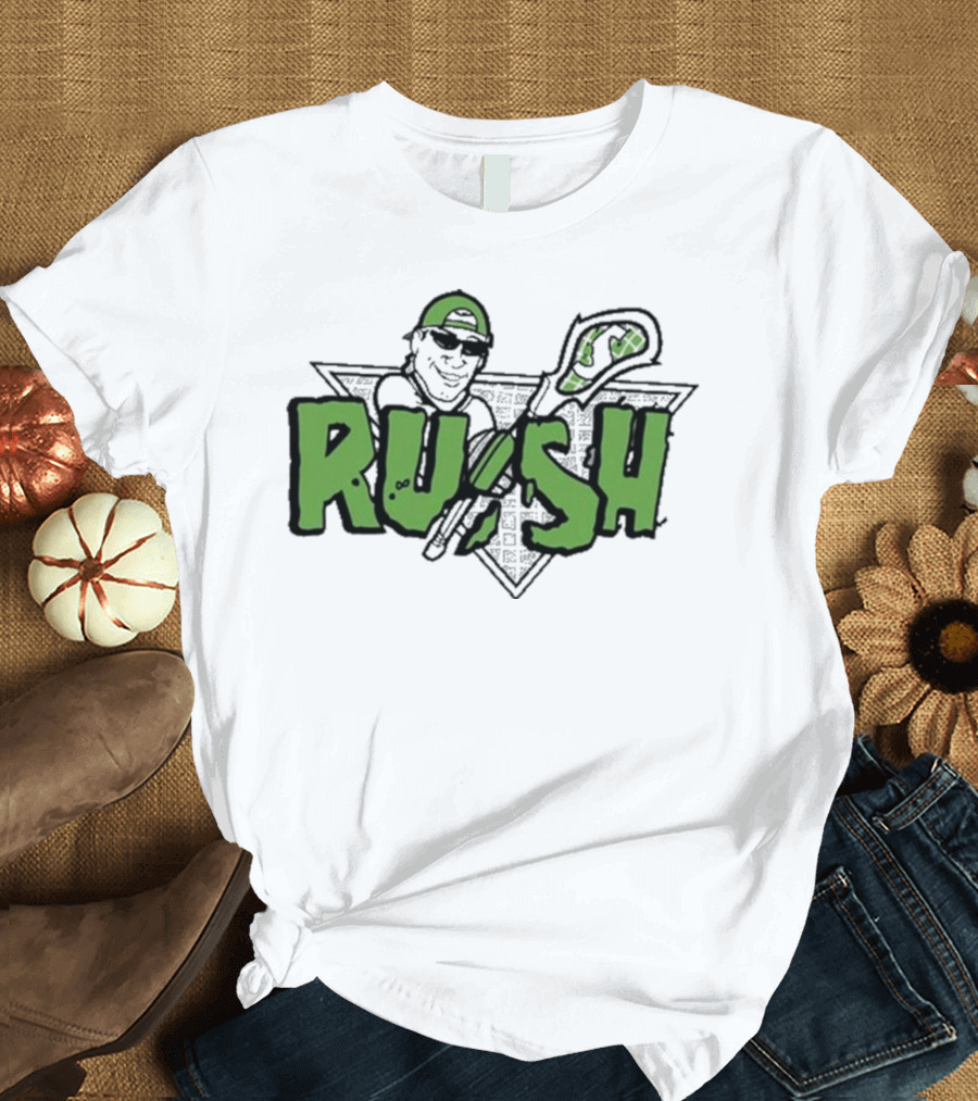 RUSH Lacrosse Player Logo Green and Black T-Shirt