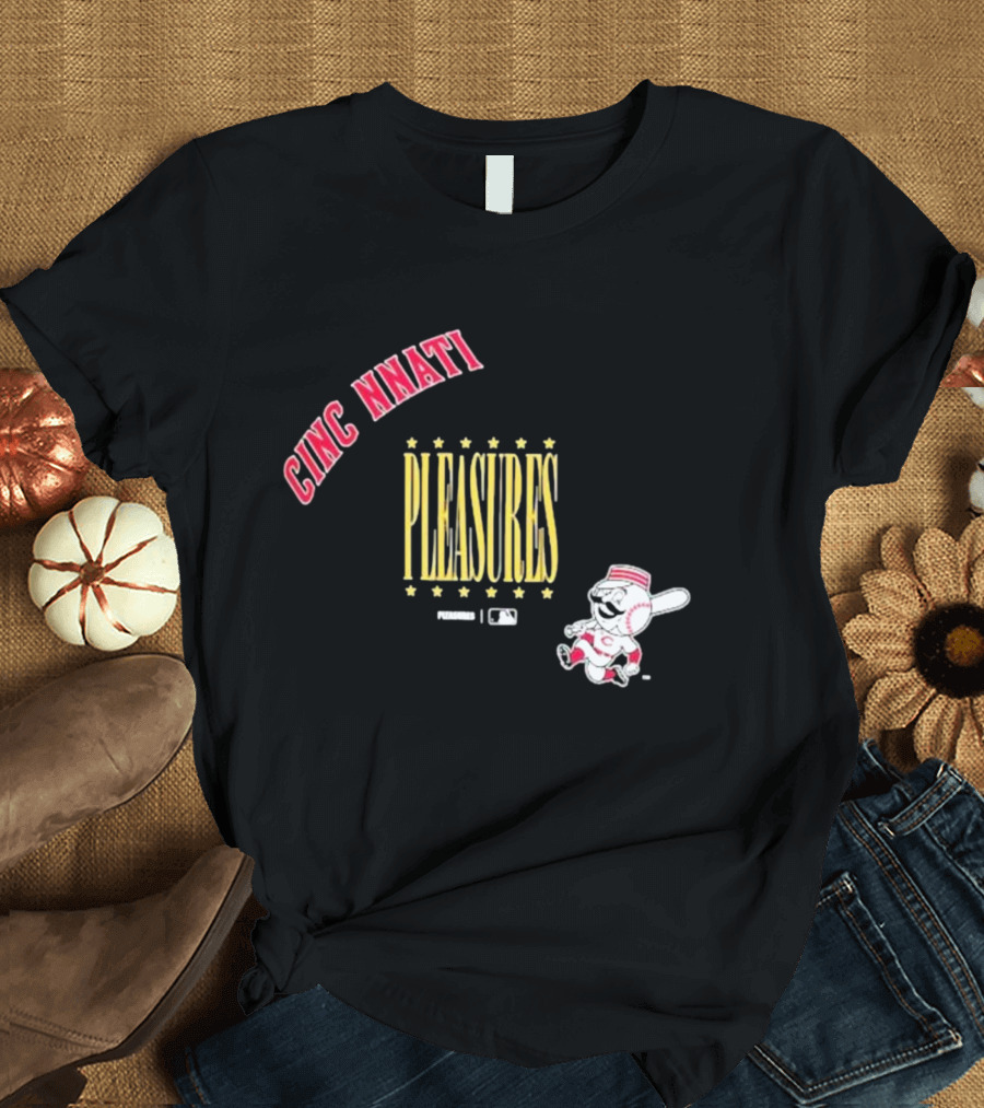 Cincinnati Pleasures MLB Collaboration with Mascot T-Shirt