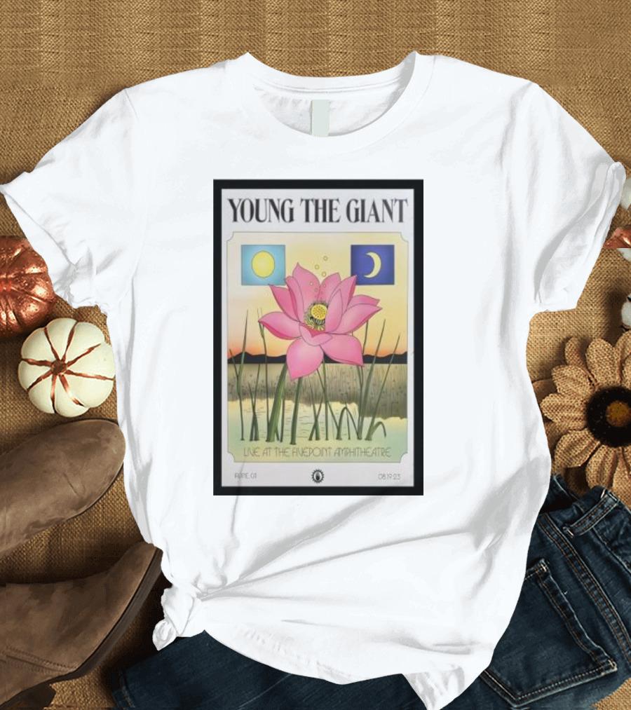 Young The Giant Live at the FivePoint Amphitheatre Irvine CA 08 19 23 Lotus Flower Sun Moon T-Shirt