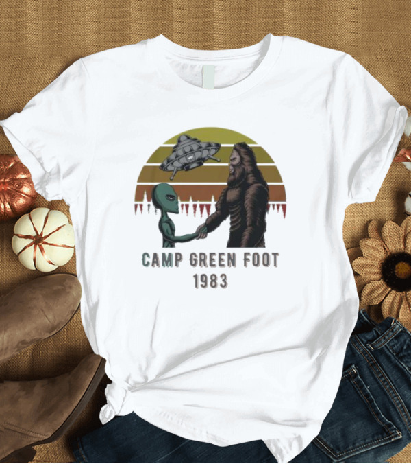 T-Shirt: Camp Green Foot 1983 UFO Alien Bigfoot Encounter T-Shirt Camp Green Foot 1983 UFO Alien Bigfoot Encounter T-Shirt