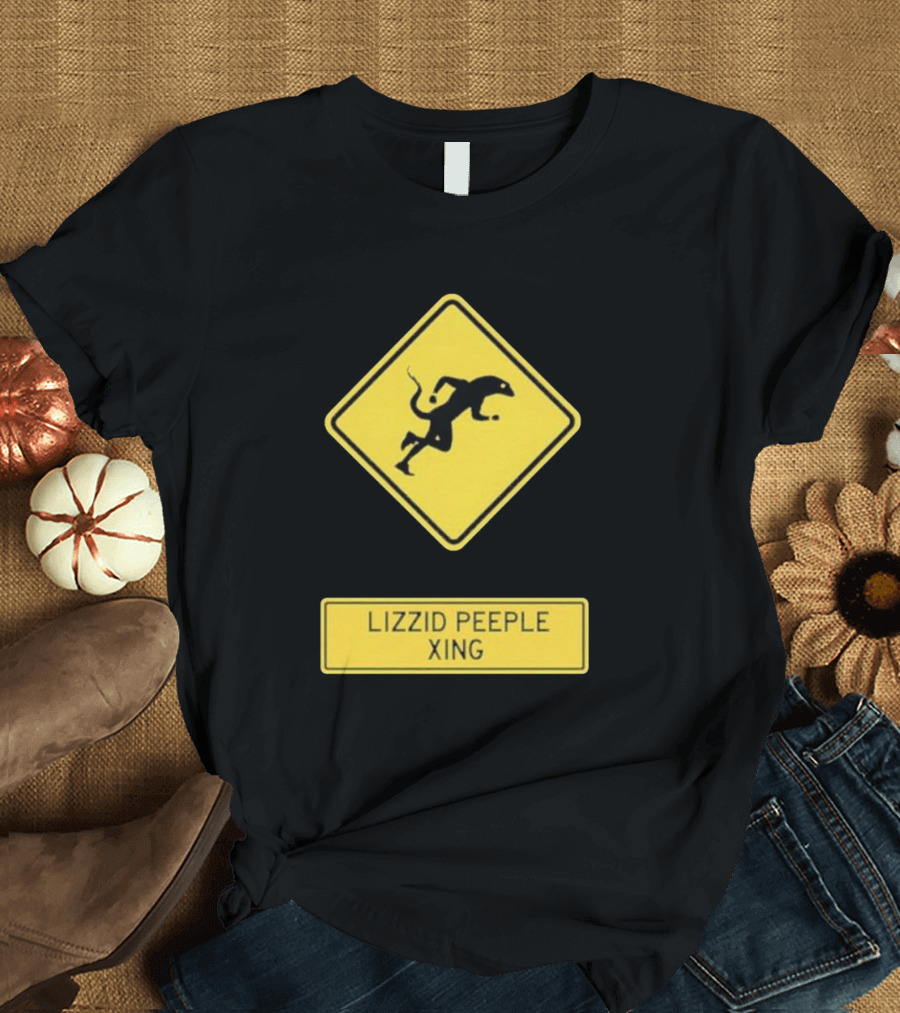 Lizzid Peeple Xing Sign Caution Black and Yellow Warning T-Shirt