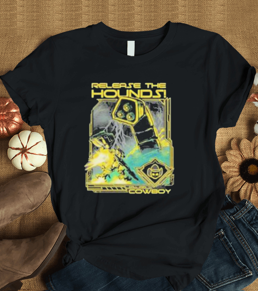 Release The Hounds Cowboy Robot Lightning T-Shirt