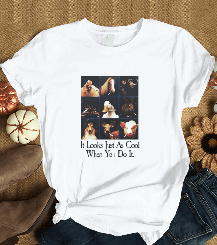 It Looks Just As Cool When You Do It Funny Animal Faces Grid T-Shirt
