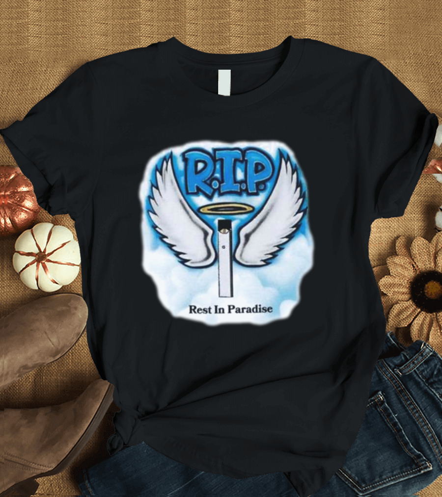 RIP Juul Rest In Paradise Angel Wings Halo Clouds T-Shirt