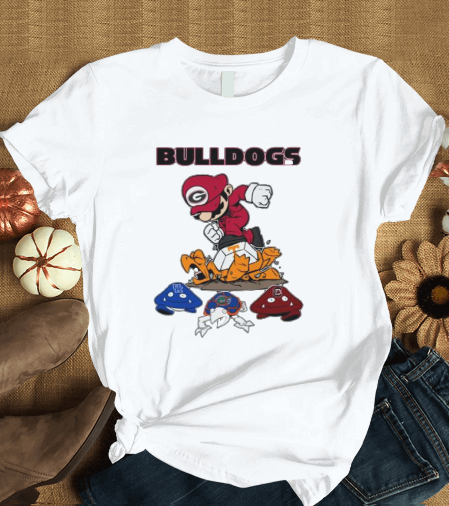 Bulldogs Super Mario Inspired Design with Iconic Gaming Motifs T-Shirt