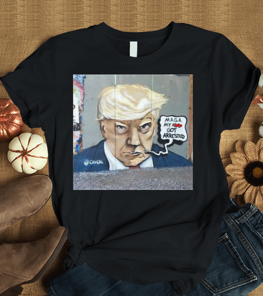 MAGA My As Got Arrested Donald Trump Graffiti Mural Image T-Shirt