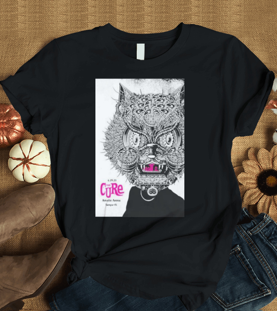 The Cure Amalie Arena Tampa FL 6.29.23 Intricate Cat Mask T-Shirt