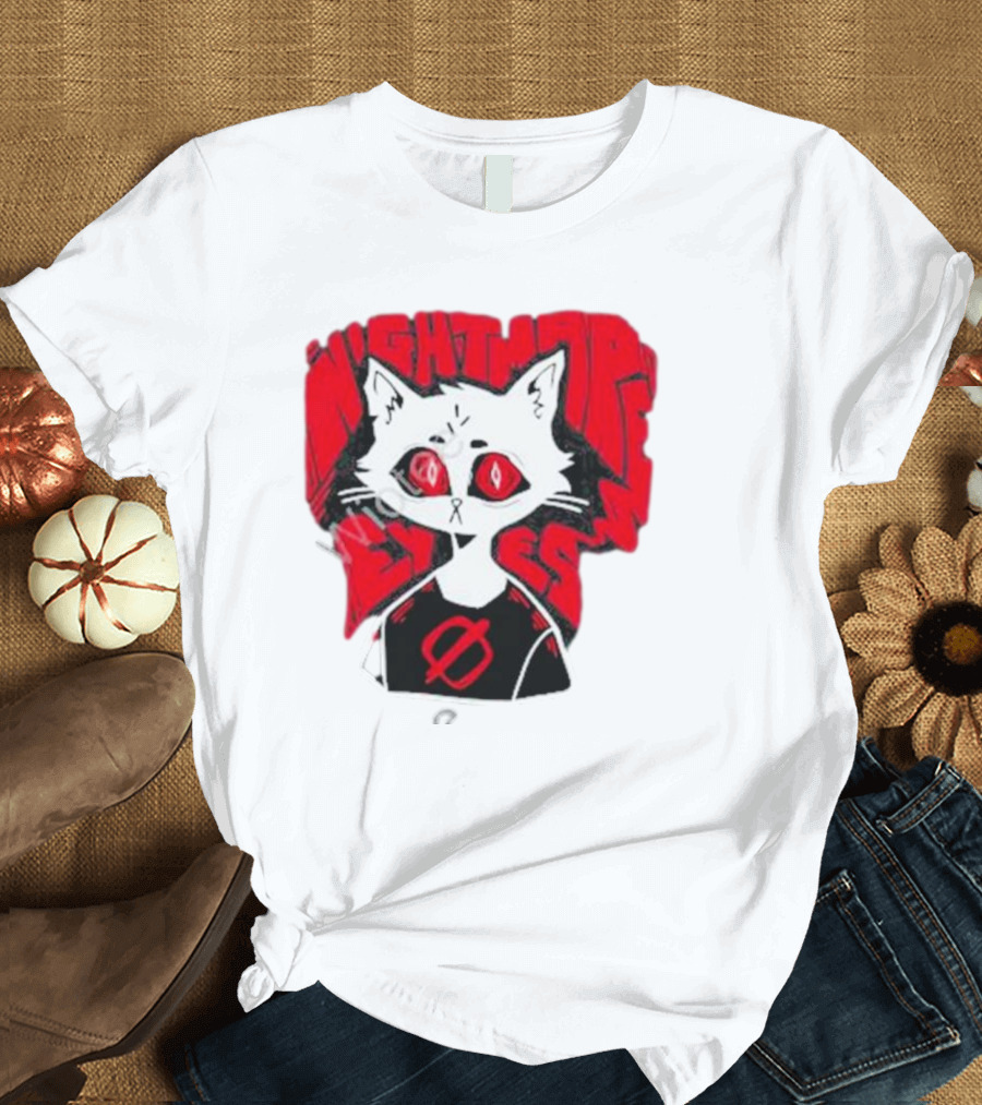 Nightmare Eyes Cat with Red Eyes and Zero T-Shirt