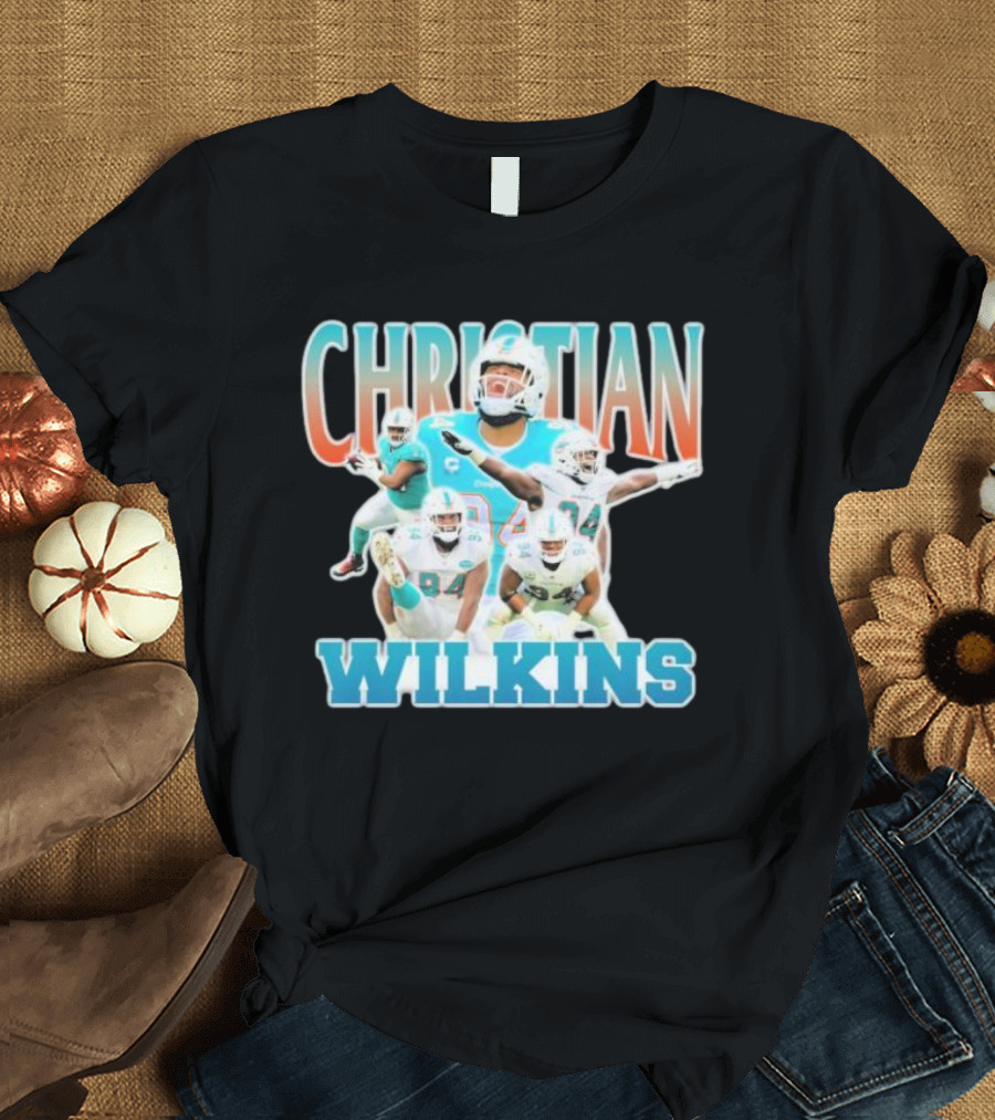 Christian Wilkins Miami Dolphins Football Player Collage T-Shirt