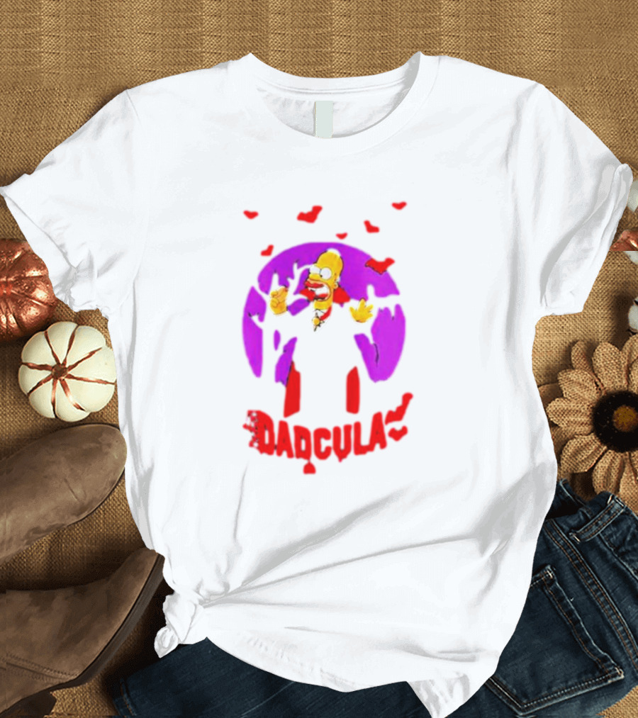 Homer Simpson Dadcula Halloween The Simpsons Bats Purple Moon T-Shirt