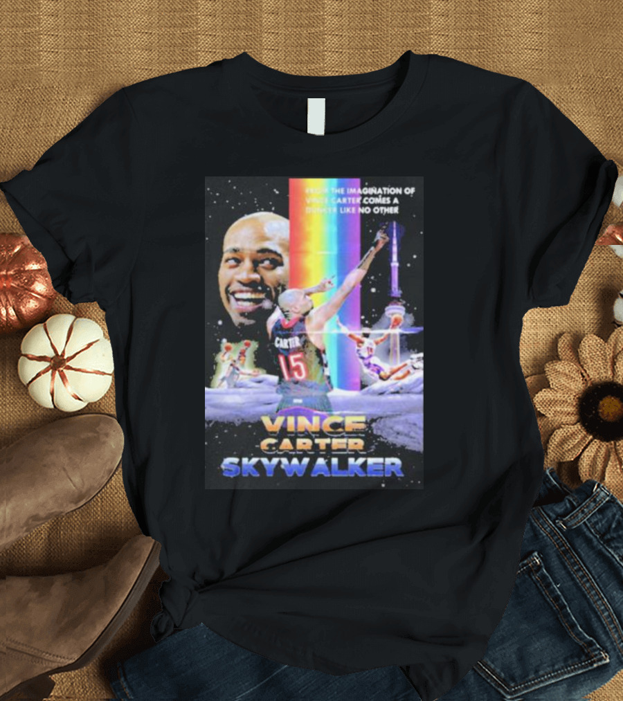 Vince Carter Skywalker Imagination Rainbow Dunk Toronto Skyline T-Shirt