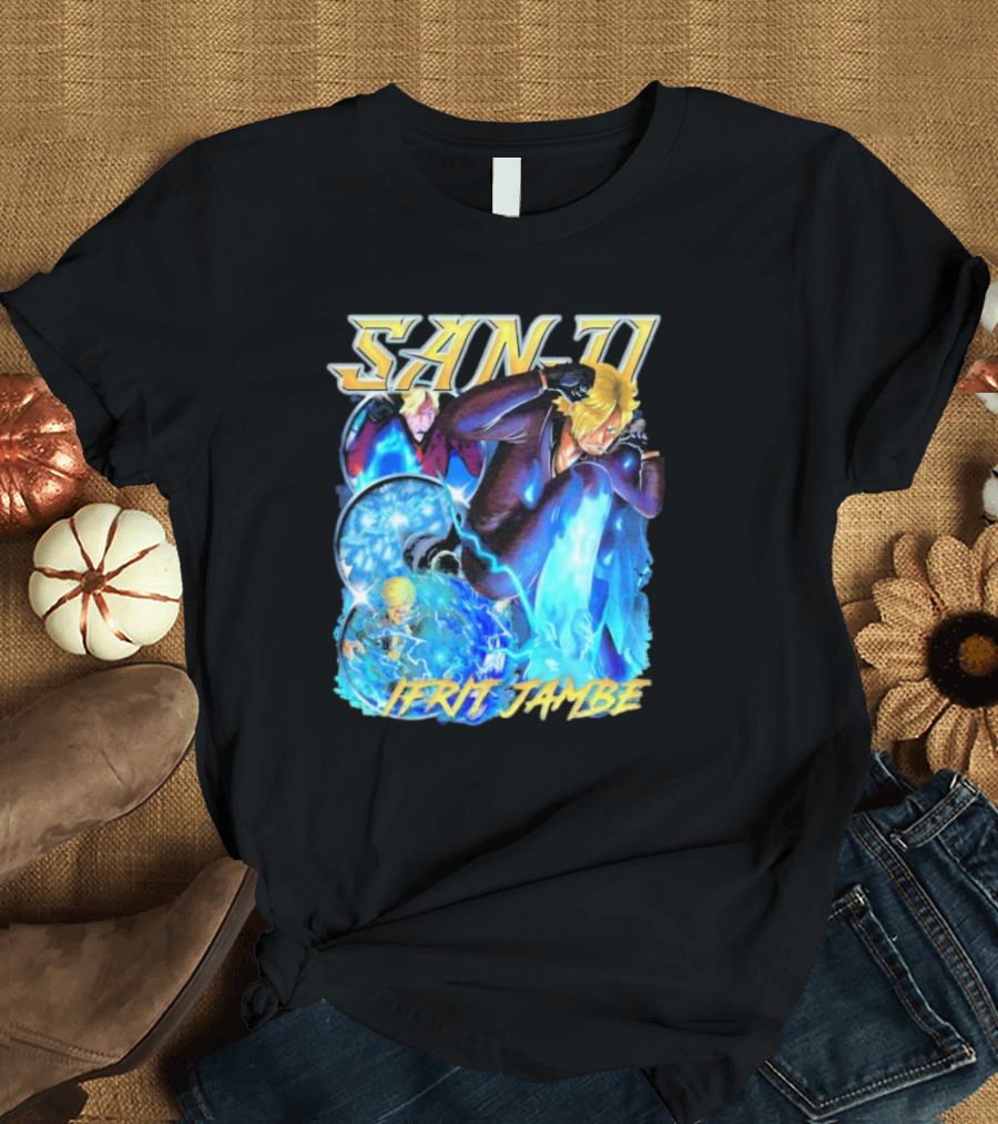Sanji Ifrit Jambe Fiery Battle Stance Anime T-Shirt