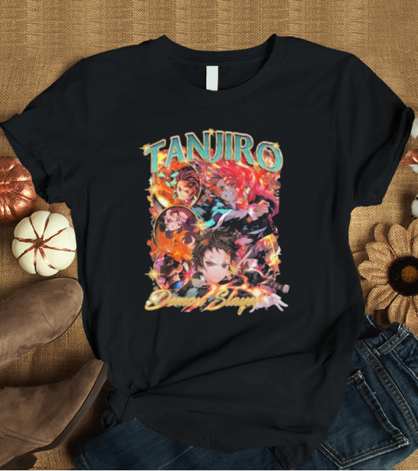 T-Shirt: Tanjiro Kamado Demon Slayer Fiery Anime Action Scene T-Shirt Tanjiro Kamado Demon Slayer Fiery Anime Action Scene T-Shirt