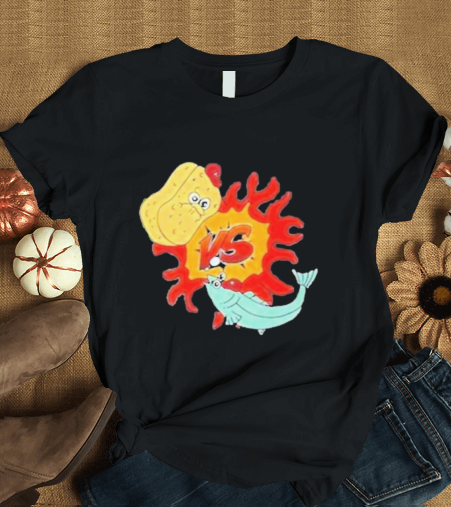 Wolfi Land Sponge Vs Fish Showdown T-Shirt
