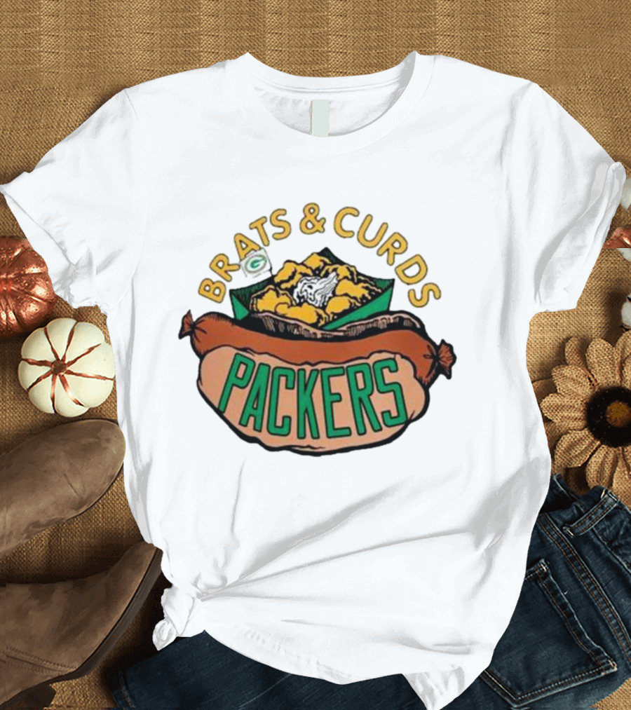 Brats and Curds Packers Sausage and Cheese T-Shirt