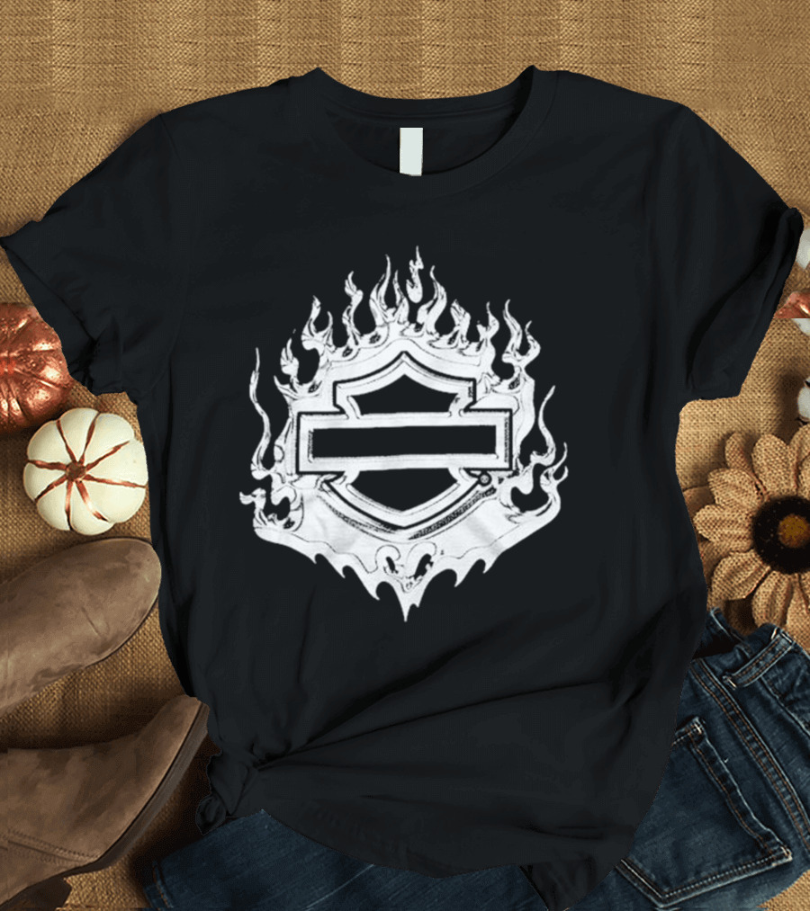 Post Malone X H-D Flaming Bar And Shield Emblem T-Shirt